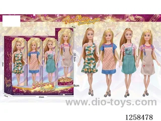 11.5 inch Jointed Barbie 12PCS (4 outfits)