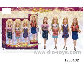 11.5 inch Jointed Barbie 12PCS (4 outfits)