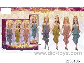 11.5 inch Jointed Barbie 12PCS (4 outfits)