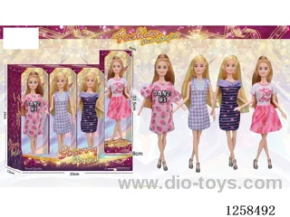 11.5 inch Jointed Barbie 12PCS (4 outfits)