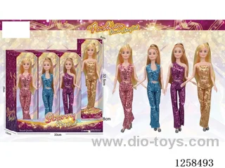 11.5 inch Jointed Barbie 12PCS (4 outfits)