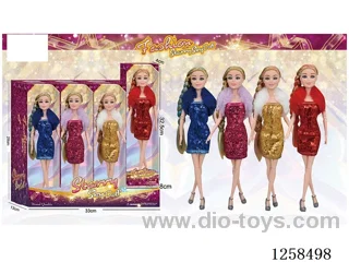 11.5 inch Jointed Barbie 12PCS (4 outfits)