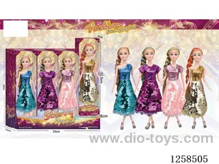 11.5 inch Jointed Barbie 12PCS (4 outfits)