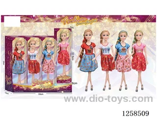 11.5 inch Jointed Barbie 12PCS (4 outfits)