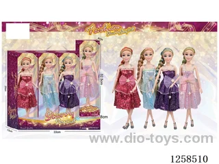 11.5 inch Jointed Barbie 12PCS (4 outfits)