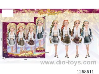 11.5 inch Jointed Barbie 12PCS (4 outfits)