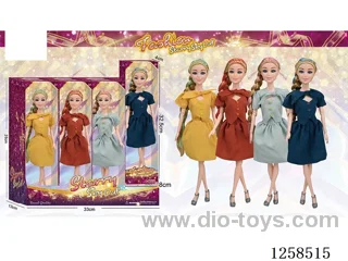 11.5 inch Jointed Barbie 12PCS (4 outfits)