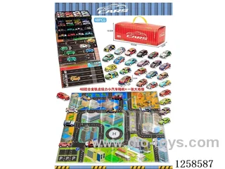 48 Alloy Tin Pull Back Cars with Map