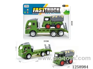 Inertia Tow Truck + Free-Wheel Military-Green Water Truck