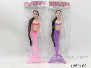 11 inch solid body mermaid barbie with light (2 colors) included battery