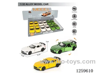 1:32 pull back alloy car 3 colors 12PCS W L/M included battery