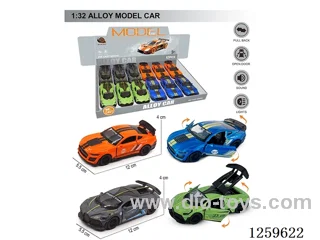 1:32 pull back alloy car 4 colors 12PCS W L/M included battery