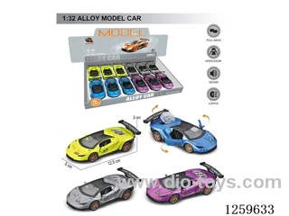 1:32 pull back alloy car 4 colors 12PCS W L/M included battery