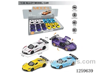 1:32 pull back alloy car 4 colors 12PCS W L/M included battery