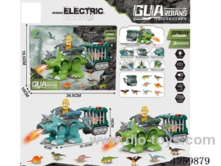 B/O Mecha Triceratops + Trailer W L/M/spray not included battery 2 colors
