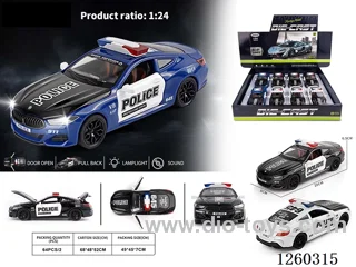 1:24 pull back alloy car W L/M 8PCS 3 colors