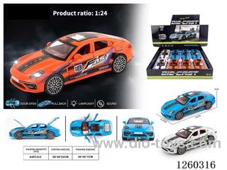 1:24 pull back alloy car W L/M 8PCS 3 colors