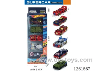 5PCS free wheel alloy car