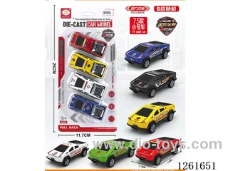 6 types pull back police car (Metal iron shell) 4PCS