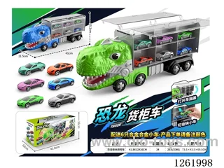 Alloy Storage Dinosaur Truck + Alloy Cars*6