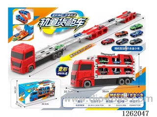 Dual-Launch Transformable Folding Track Heavy Truck (2 Alloy Cars)