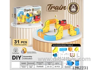 Hovering railroad train with lights
