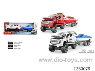 Big wheel inertia vehicle - 4 door open W L/M towing speedboat included battery 2 colors