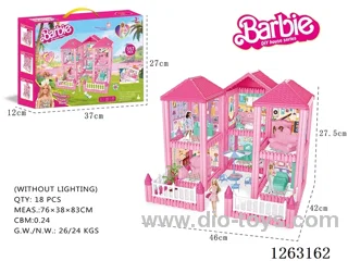 DIY puzzle building block Barbie doll villa, 6 rooms, 357PCS (without lights)