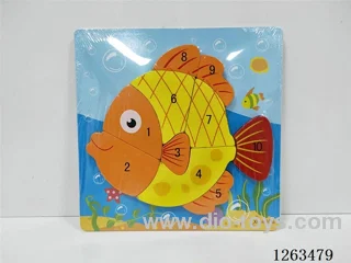 Wooden digital goldfish puzzle