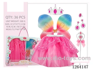 Flower Fairy Wings, Skirt, and Accessories Set