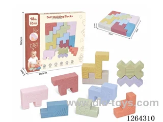 Soft Rubber Building Blocks for Stacking, Biting, and Piling Fun - Large Pieces, 10PCS