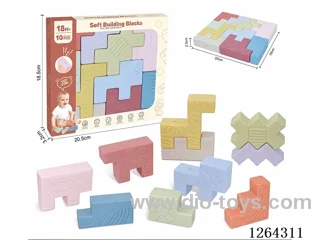 Soft Rubber Building Blocks for Stacking, Biting, and Piling Fun - Large Pieces, 10PCS