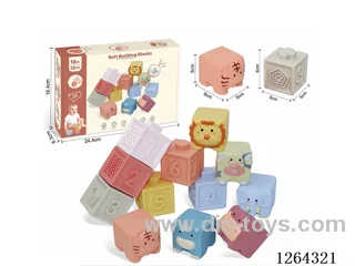 Soft Rubber Animal Numbers 1-6 Building Blocks 12PCS
