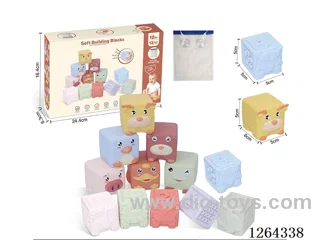 Soft Rubber Animal Dinosaur Numbers 1-6 Building Blocks 13PCS (with storage bag)