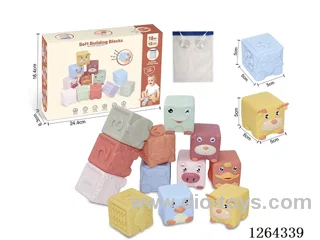 Soft Rubber Animal Dinosaur Numbers 1-6 Building Blocks 13PCS (with storage bag)