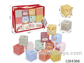 Soft Rubber Animal Zodiac Signs Numbers 1-6 Building Blocks 12PCS