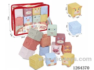 Soft Rubber Animal Dinosaur Numbers 1-6 Building Blocks 12PCS
