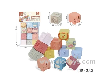Soft Rubber Animal Numbers 1-6 Building Blocks 12PCS