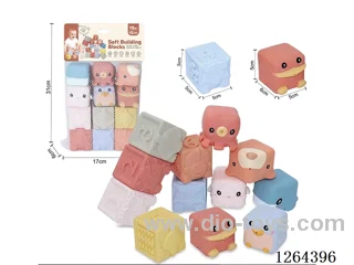 Soft Rubber Animal Dinosaur Numbers 1-6 Building Blocks 12PCS