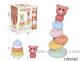 Soft Rubber Farm Animal Stacking Game (Pig) 6PCS