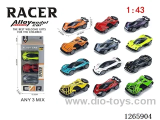 1:43 pull back alloy car 12 mixed 3PCS