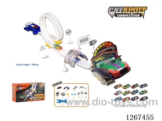 16 pcs DIY Launching Soft Track Car - 150cm Tin Free Wheel Car