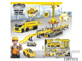 Crane Tower Launch Pad Alloy Track Car (38PCS) with 6 Small Cars
