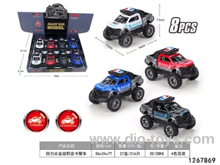 Warrior alloy off-road pickup truck police car (8 pieces/box)