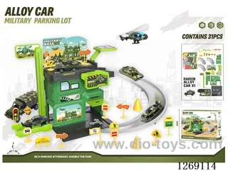 Alloy Military Parking Lot (Includes 1 Alloy Car + 1 Set of Road Signs) (31PCS)