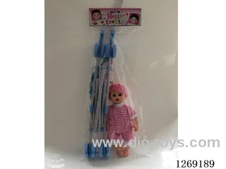 45CM Plastic stroller with 12-inch empty doll