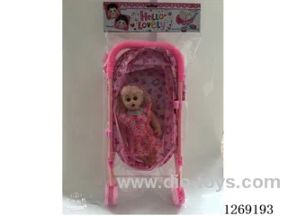 Iron handcart with 12-inch empty doll