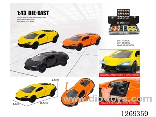 1:43 pull back alloy car W L/M included battery 3 colors 12PCS