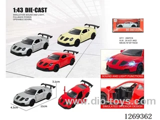1:43 pull back alloy car W L/M included battery 3 colors