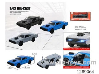 1:43 pull back alloy car W L/M included battery 3 colors